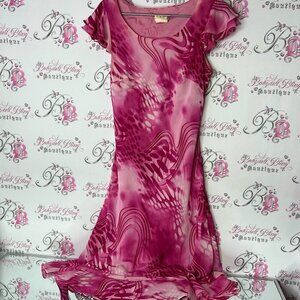 Bellessa dress swirl tie dye white Pink Patterned Dress psychedelic flowy